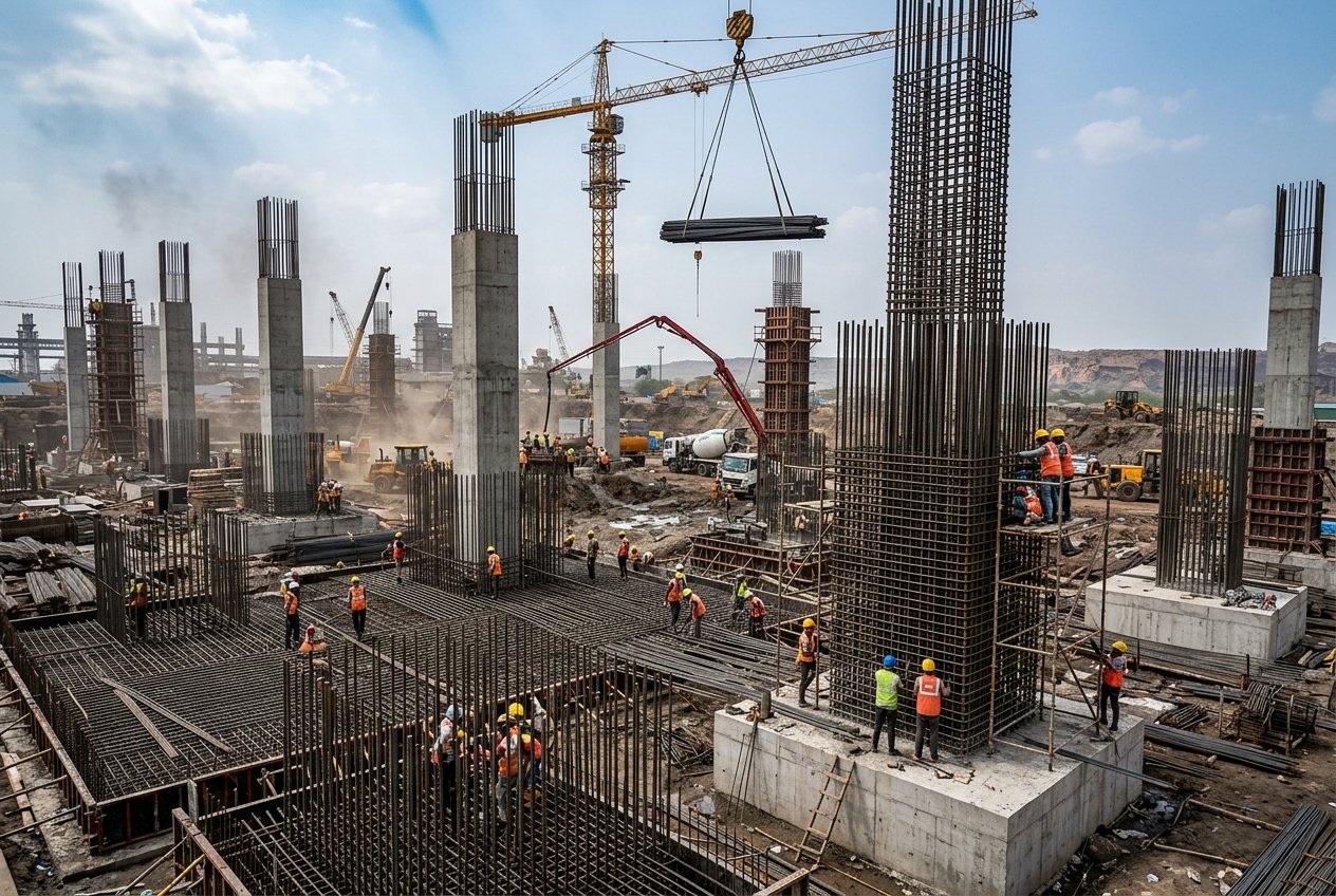 Industrial civil construction structural columns and cranes